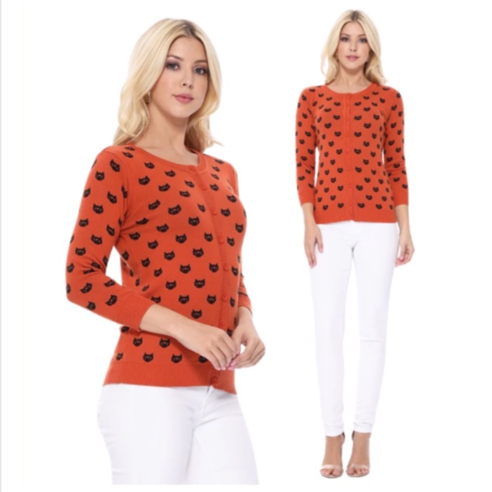 YEMAK Women's Cute Cat Pattern Cardigan
Sweater - Picture 15 of 16